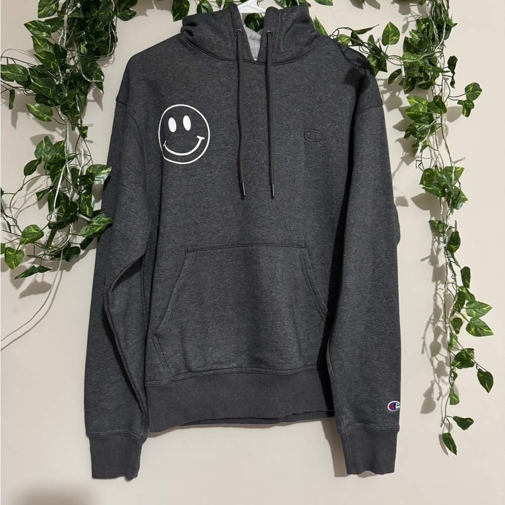 Champion Men's Gray Hoodie with Smiley Face